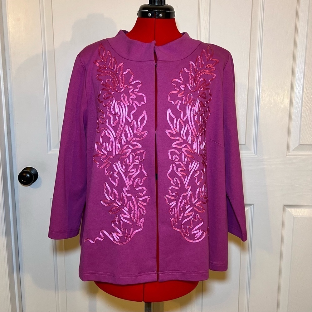 Bob Mackie Wearable Art 3/4 Sleeve Cardigan / Jacket Lightweight Women’s XL